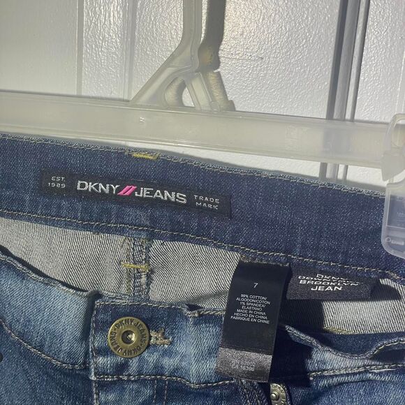 Dkny Vintage Embellished Studded Blue Distressed Low Rise Jeans Y2K - Picture 4 of 7